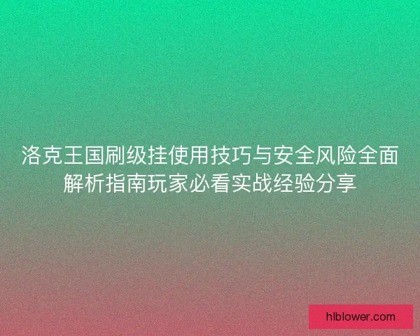 洛克王国刷级挂使用技巧与安全风险全面解析指南玩家必看实战经验分享
