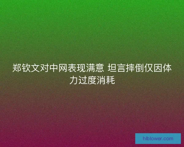 郑钦文对中网表现满意 坦言摔倒仅因体力过度消耗
